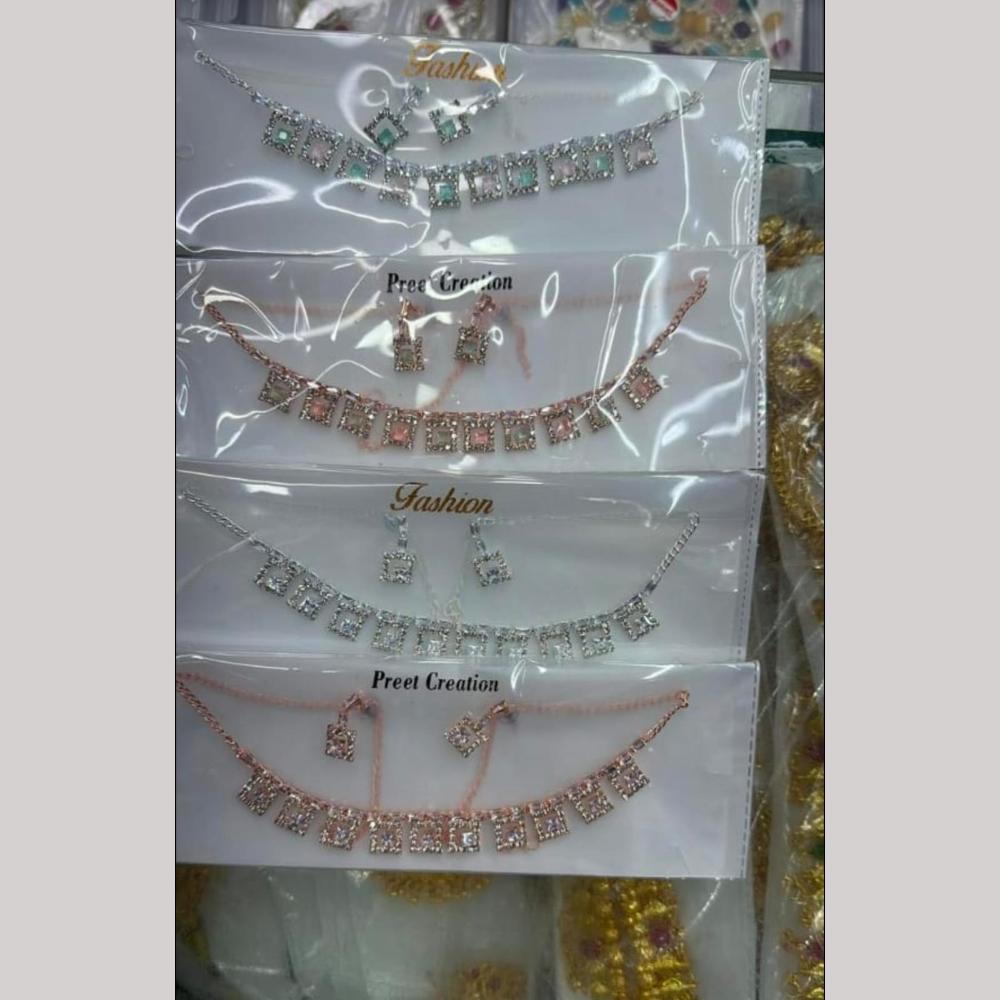 Tanish Art Jewellery Glamorous Crystal Stone Ethnic Necklace Set