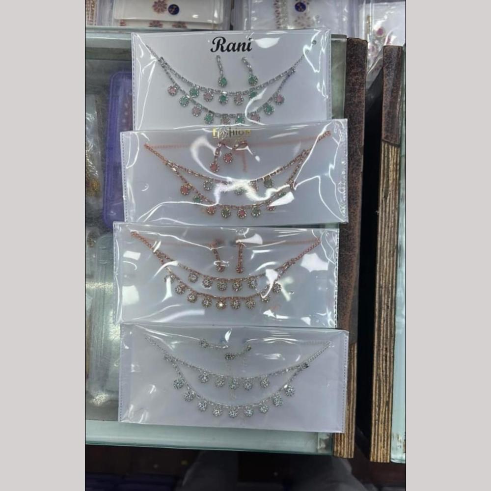 Tanish Art Jewellery Glamorous Crystal Stone Ethnic Necklace Set