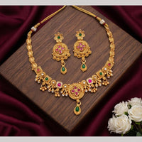 Tanish Art Jewellery Statement Pota Stone And Pearl Neckalce Set