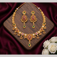 Tanish Art Jewellery Statement Pota Stone And Pearl Neckalce Set