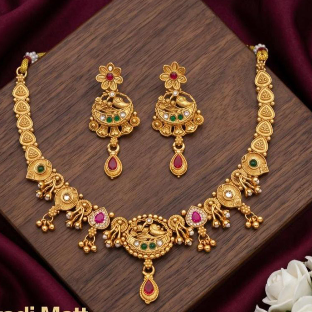 Tanish Art Jewellery Statement Pota Stone And Pearl Neckalce Set