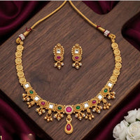 Tanish Art Jewellery Statement Pota Stone And Pearl Neckalce Set