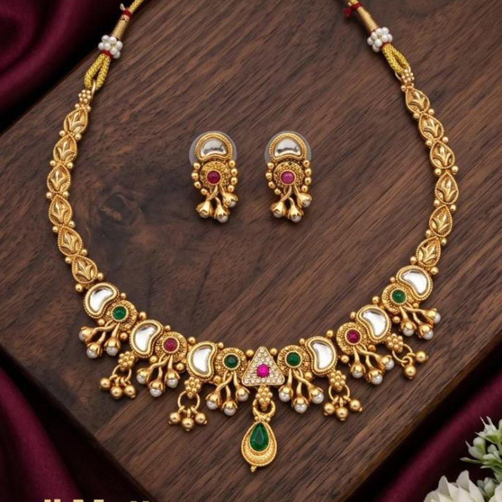 Tanish Art Jewellery Statement Pota Stone And Pearl Neckalce Set