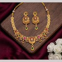 Tanish Art Jewellery Statement Pota Stone And Pearl Neckalce Set