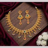 Tanish Art Jewellery Statement Pota Stone And Pearl Neckalce Set
