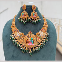 Tanish Art Jewellery Statement Pota Stone And Pearl Temple Neckalce Set