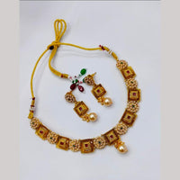 Tanish Art Jewellery Statement Pota Stone And Pearl Neckalce Set