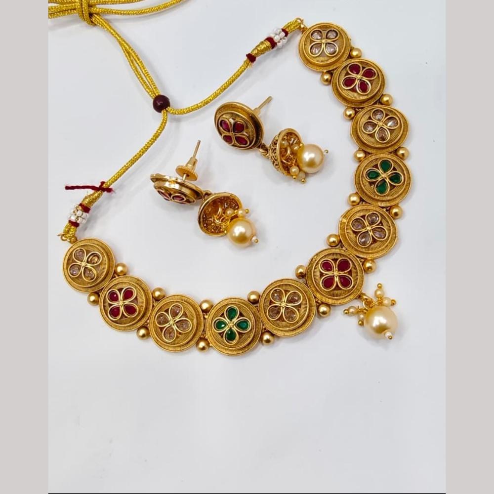 Tanish Art Jewellery Statement Pota Stone And Pearl Neckalce Set