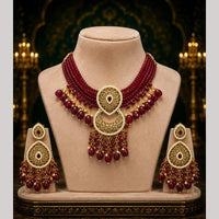 Tanish Art Jewellery Statement Pota Stone And Pearl Neckalce Set