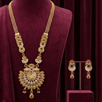Tanish Art Jewellery Statement Pota Stone And Pearl Meenakari Long Neckalce Set