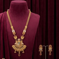 Tanish Art Jewellery Statement Pota Stone And Pearl Meenakari Long Neckalce Set