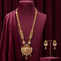 Tanish Art Jewellery Statement Pota Stone And Pearl Meenakari Long Neckalce Set