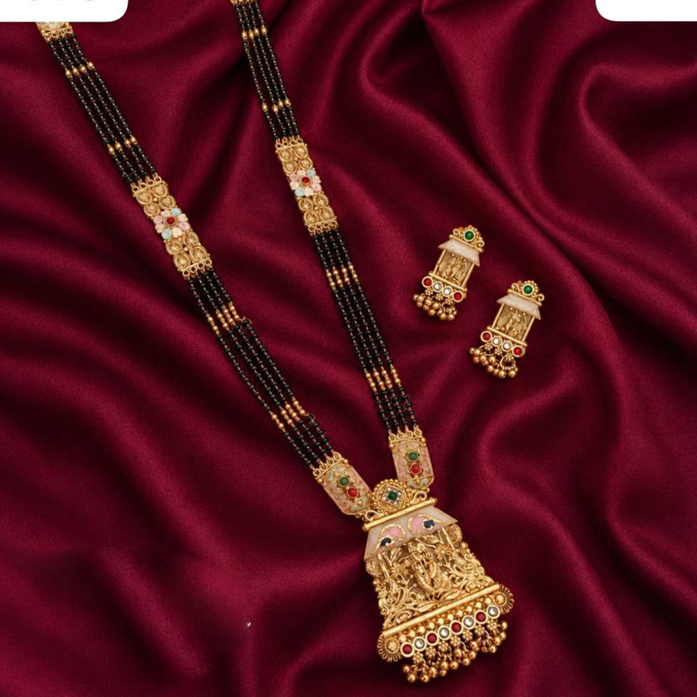 Tanish Art Jewellery Elegant Pota Stone Pearl And Beads Meenakari Mangalsutra Set