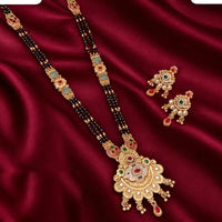 Tanish Art Jewellery Elegant Pota Stone Pearl And Beads Meenakari Mangalsutra Set