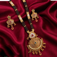 Tanish Art Jewellery Elegant Pota Stone Pearl And Beads Meenakari Mangalsutra Set