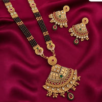 Tanish Art Jewellery Elegant Pota Stone Pearl And Beads Meenakari Mangalsutra Set