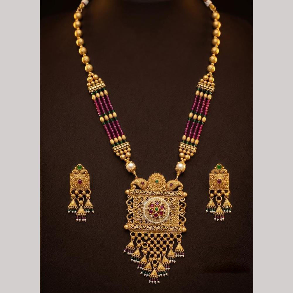 Tanish Art Jewellery Statement Pota Stone And Pearl Neckalce Set