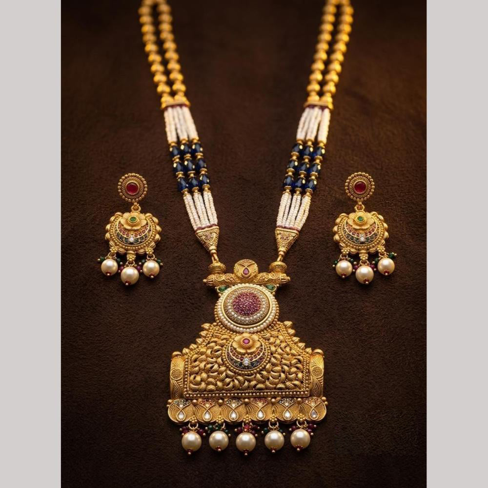 Tanish Art Jewellery Statement Pota Stone And Pearl Neckalce Set