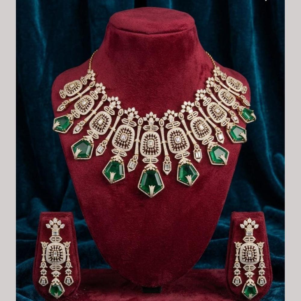 Tanish Art Jewellery Royal Polki Kunan And Emerald Green Stone Necklace Set