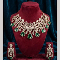 Tanish Art Jewellery Royal Polki Kunan And Emerald Green Stone Necklace Set