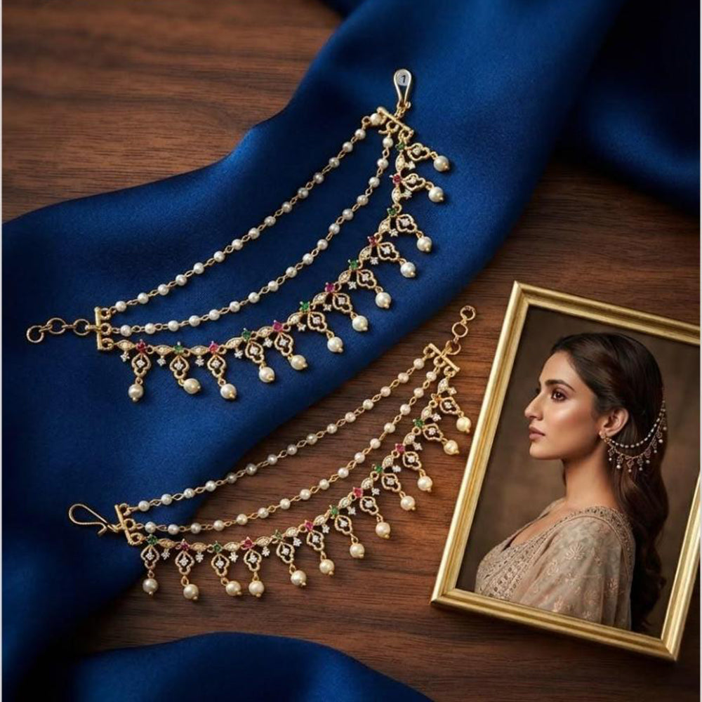 Tanish Art Jewellery Austrian Stone Pearl And Beads Kan Chain for Women