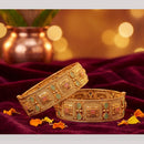 Tanish Art Jewellery Heritage Pota Stone Openable Bangles Set