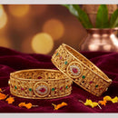 Tanish Art Jewellery Heritage Pota Stone Openable Bangles Set