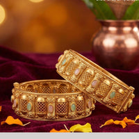 Tanish Art Jewellery Heritage Pota Stone Openable Bangles Set