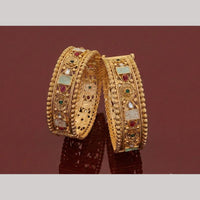 Tanish Art Jewellery Heritage Pota Stone And Meenakari Openable Bangles Set