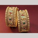 Tanish Art Jewellery Heritage Pota Stone And Meenakari Openable Bangles Set