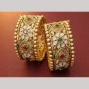 Tanish Art Jewellery Heritage Pota Stone And Meenakari Openable Bangles Set