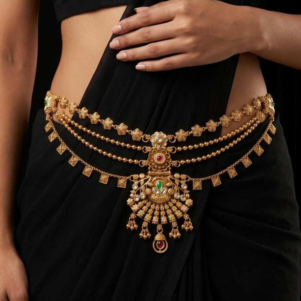 Tanish Art Jewellery Timeless Pota Stone And Pearls Kamarbandh