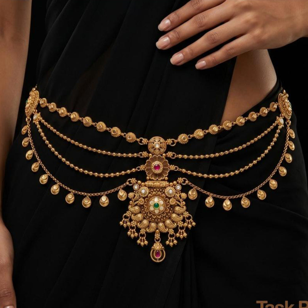 Tanish Art Jewellery Timeless Pota Stone And Pearls Kamarbandh