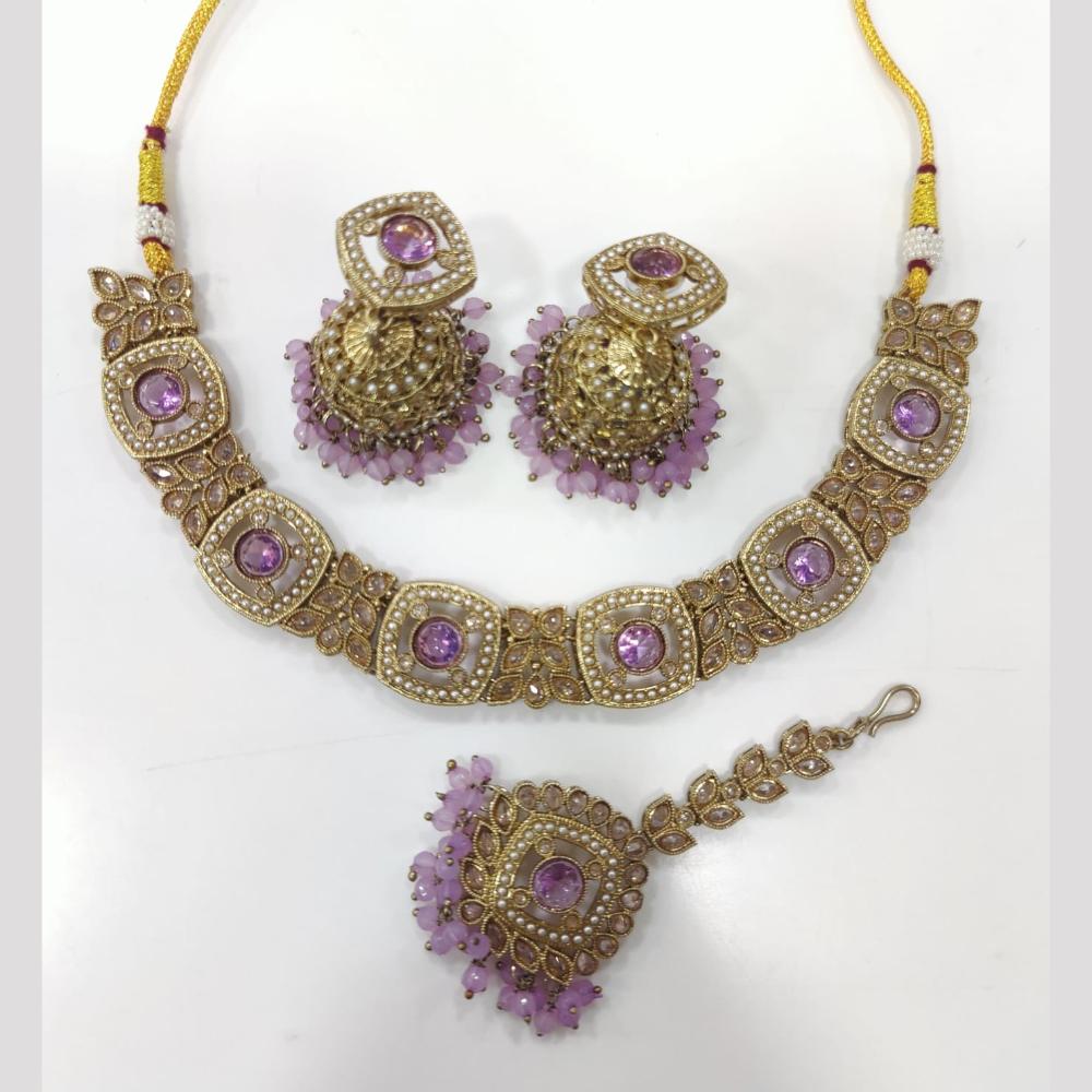 Tanish Art Jewellery Statement Pota Stone And Pearl Neckalce Set