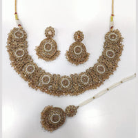 Tanish Art Jewellery Statement Crystal Stone And Pearl Neckalce Set