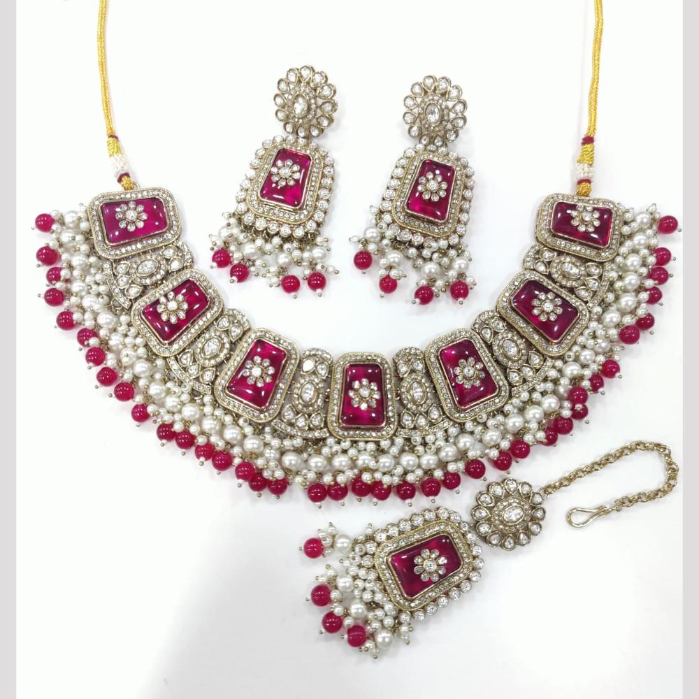 Tanish Art Jewellery Statement Pota Stone And Pearl Neckalce Set