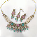 Tanish Art Jewellery Statement Pota Stone And Pearl Choker Neckalce Set
