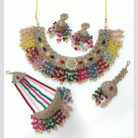 Tanish Art Jewellery Statement Crystal Stone And Pearl Neckalce Set