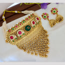 Tanish Art Jewellery Statement Pota Stone And Pearl Choker Neckalce Set