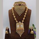Tanish Art Jewellery Statement Pota Stone And Pearl Double Neckalce Set