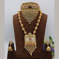 Tanish Art Jewellery Statement Pota Stone And Pearl Double Neckalce Set
