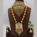 Tanish Art Jewellery Statement Pota Stone And Pearl Double Neckalce Set