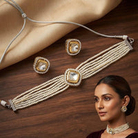 Tanish Art Jewellery Polki Kundan And Pearl Choker Necklace Set