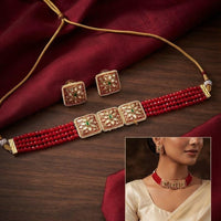 Tanish Art Jewellery Polki Kundan And Pearl Choker Necklace Set