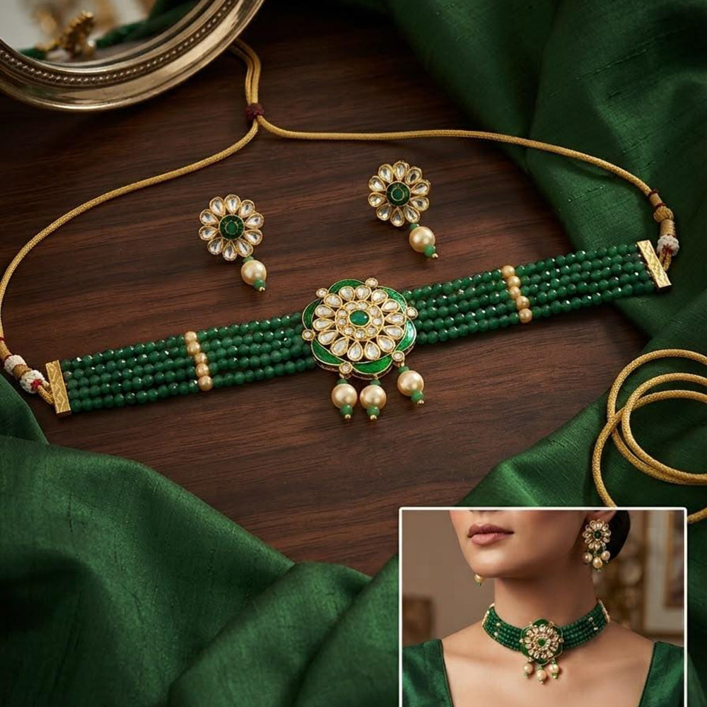 Tanish Art Jewellery Polki Kundan And Pearl Choker Necklace Set