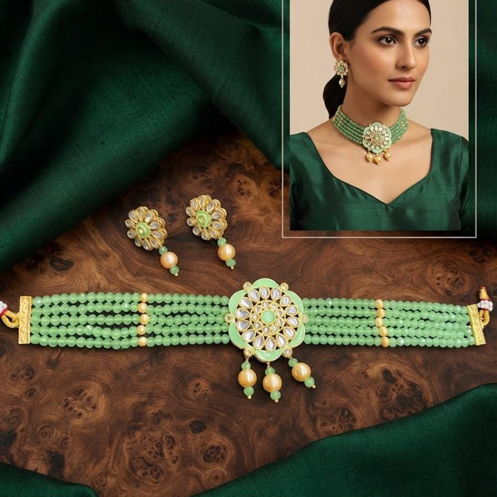 Tanish Art Jewellery Polki Kundan And Pearl Choker Necklace Set