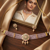 Tanish Art Jewellery Polki Kundan And Pearl Choker Necklace Set
