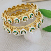 Tanish Art Jewellery Luxury Kundan Stone And Pearl Bangles Set