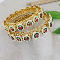 Tanish Art Jewellery Luxury Pota Stone And Pearl Bangles Set