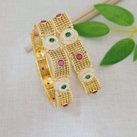 Tanish Art Jewellery Luxury Pota Stone And Pearl Meenakari Bangles Set